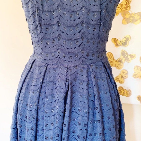 Francesca's dress scalloped blue open back size Small - Picture 3 of 10